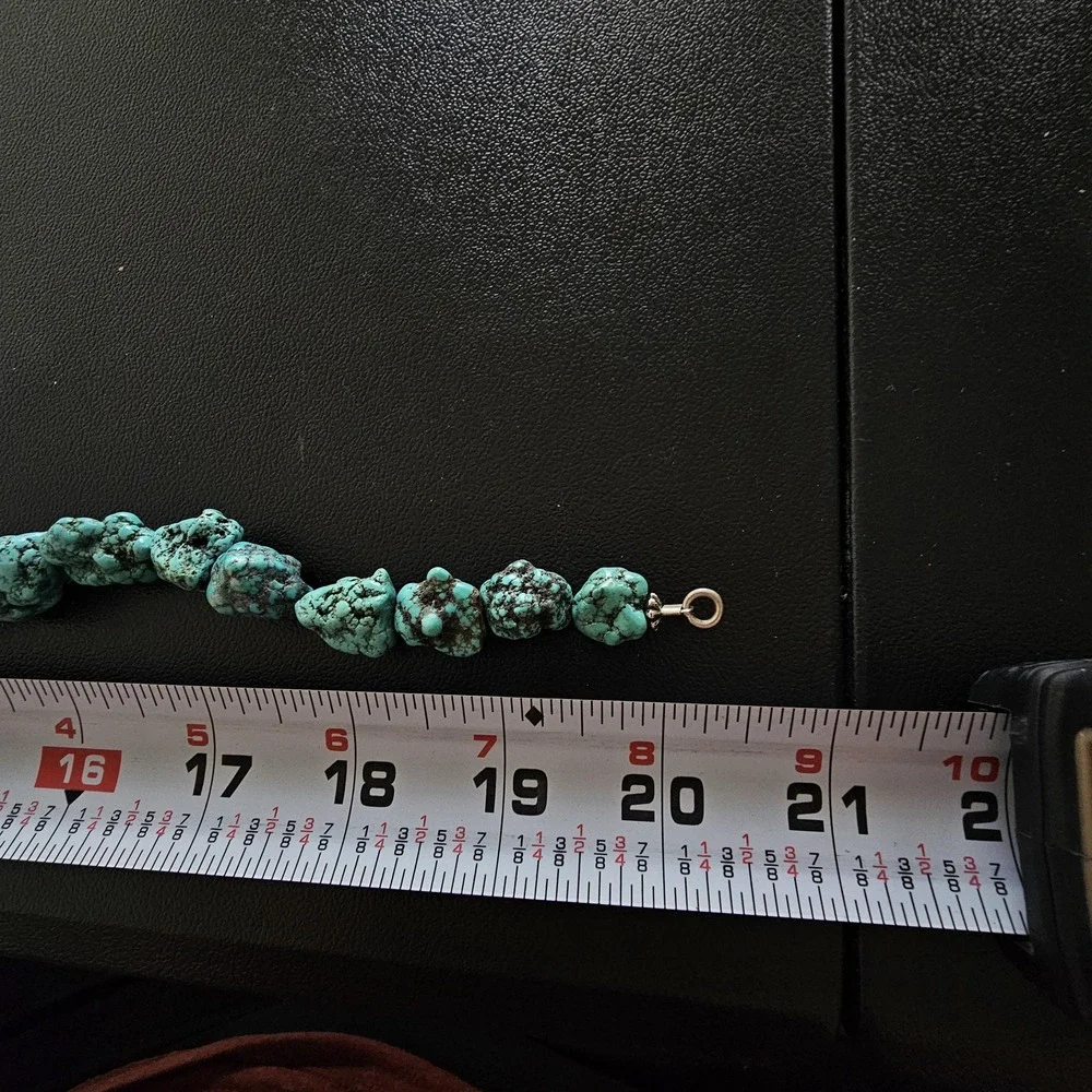 Vintage Kingman Turquoise Nugget Necklace Native American Southwestern 20in 122g